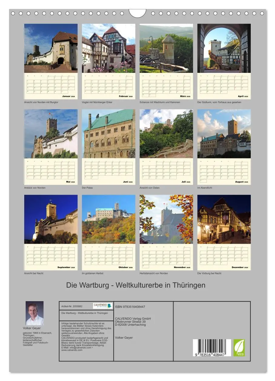 Bild: 9783516408447 | Die Wartburg - Weltkulturerbe in Thüringen (Wandkalender 2026 DIN...