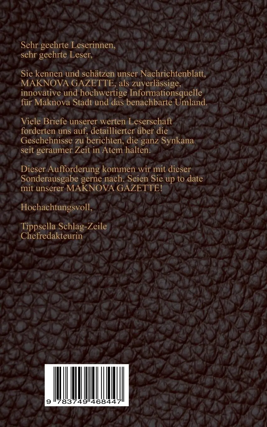 Rückseite: 9783749468447 | Maknova Gazette -Sonderausgabe- | Maldoron Kurzgeschichten | Buch
