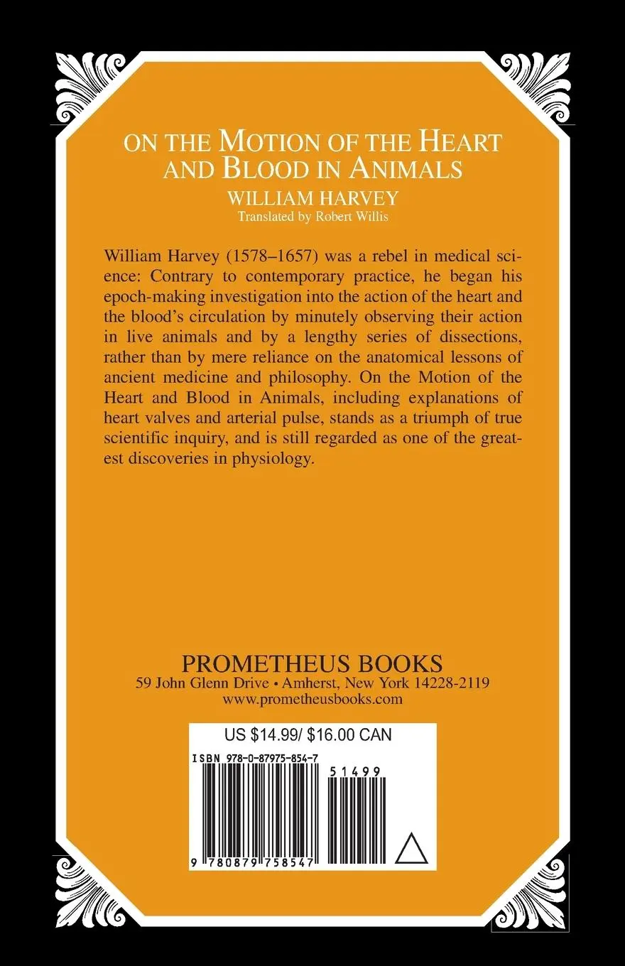 Rückseite: 9780879758547 | On the Motion of the Heart and Blood in Animals | William Harvey