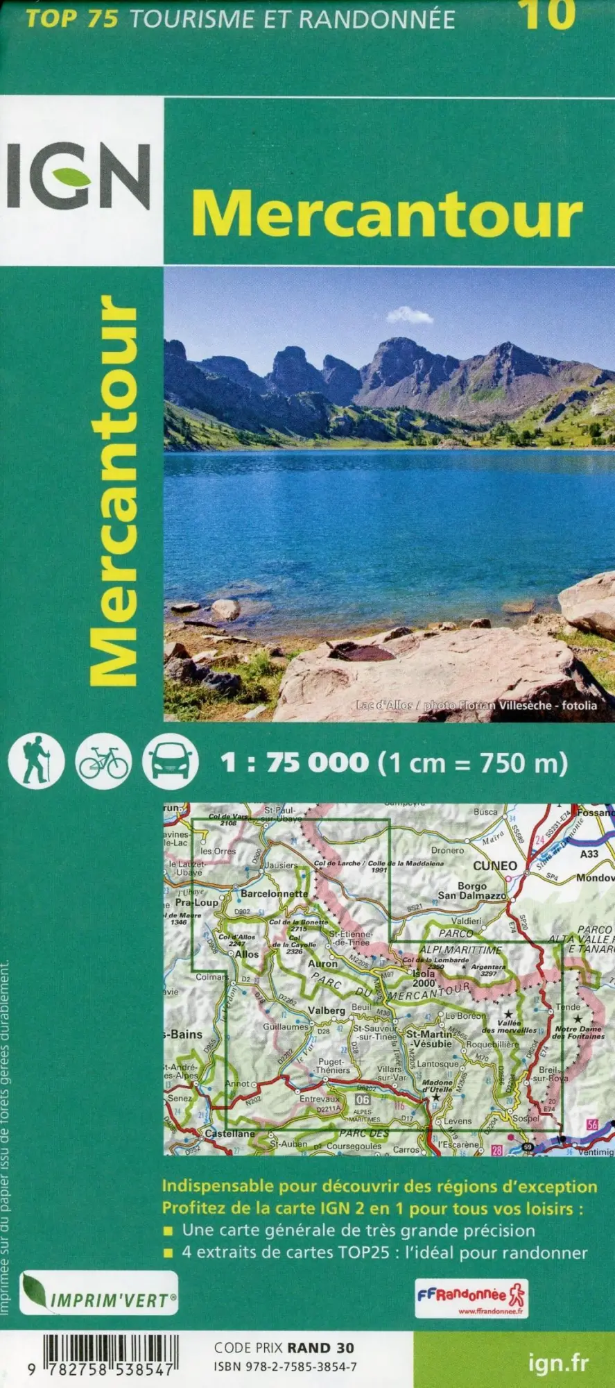 Bild: 9782758538547 | IGN 75 000 Touristische Wanderkarte 10 Mercantour | (Land-)Karte