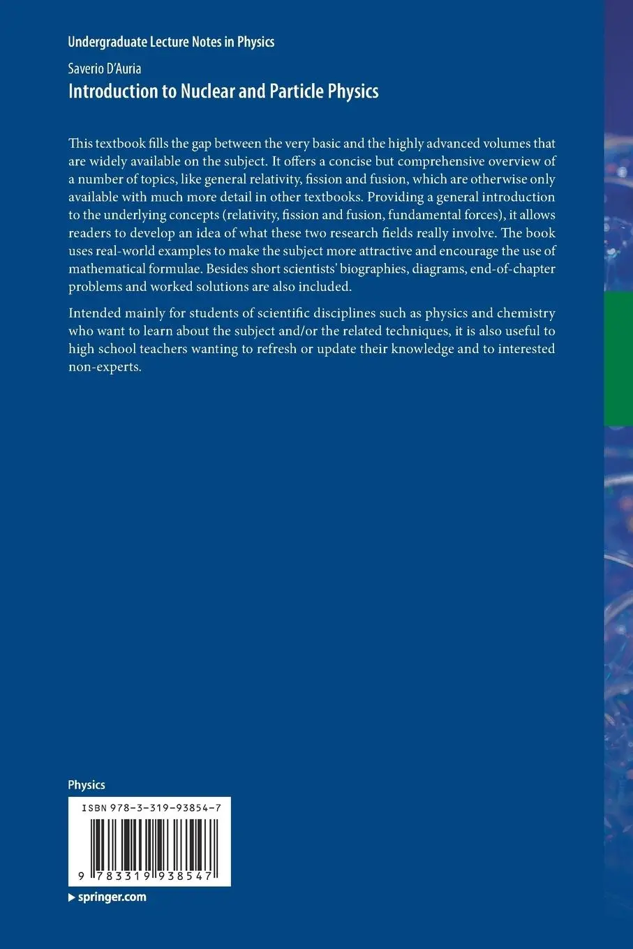 Rückseite: 9783319938547 | Introduction to Nuclear and Particle Physics | Saverio D'Auria | Buch
