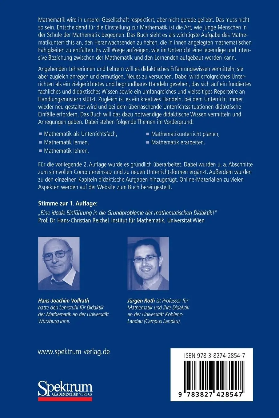 Rückseite: 9783827428547 | Grundlagen des Mathematikunterrichts in der Sekundarstufe | Buch | xi