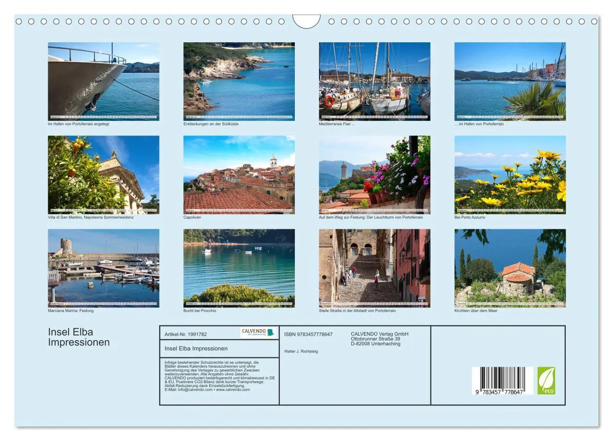Bild: 9783457778647 | Insel Elba Impressionen (Wandkalender 2026 DIN A3 quer), CALVENDO...