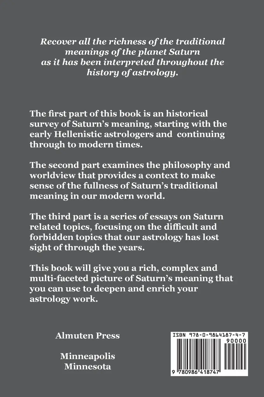 Rückseite: 9780986418747 | Saturn Through the Ages | Between Time and Eternity | Charles Obert