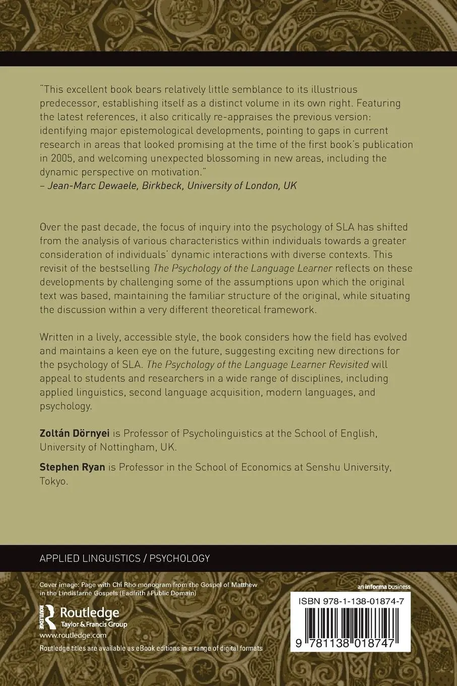 Rückseite: 9781138018747 | The Psychology of the Language Learner Revisited | Dornyei (u. a.)
