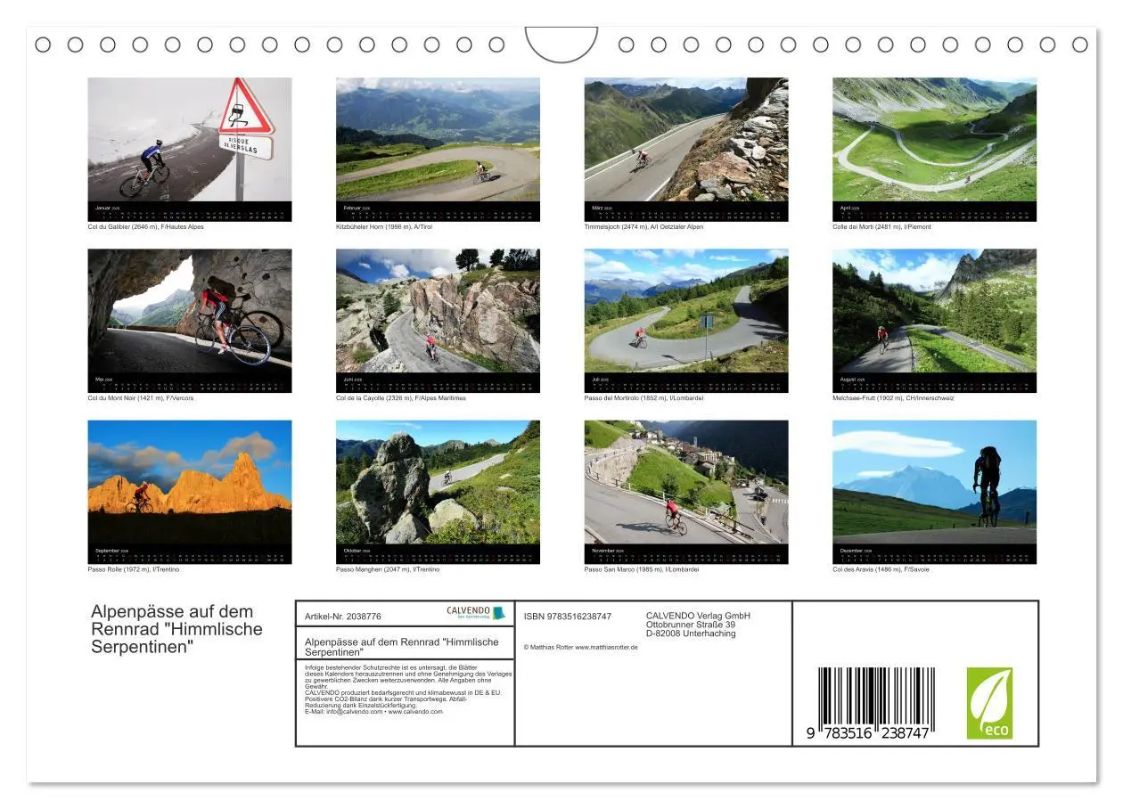 Bild: 9783516238747 | Alpenpässe auf dem Rennrad "Himmlische Serpentinen" (Wandkalender...