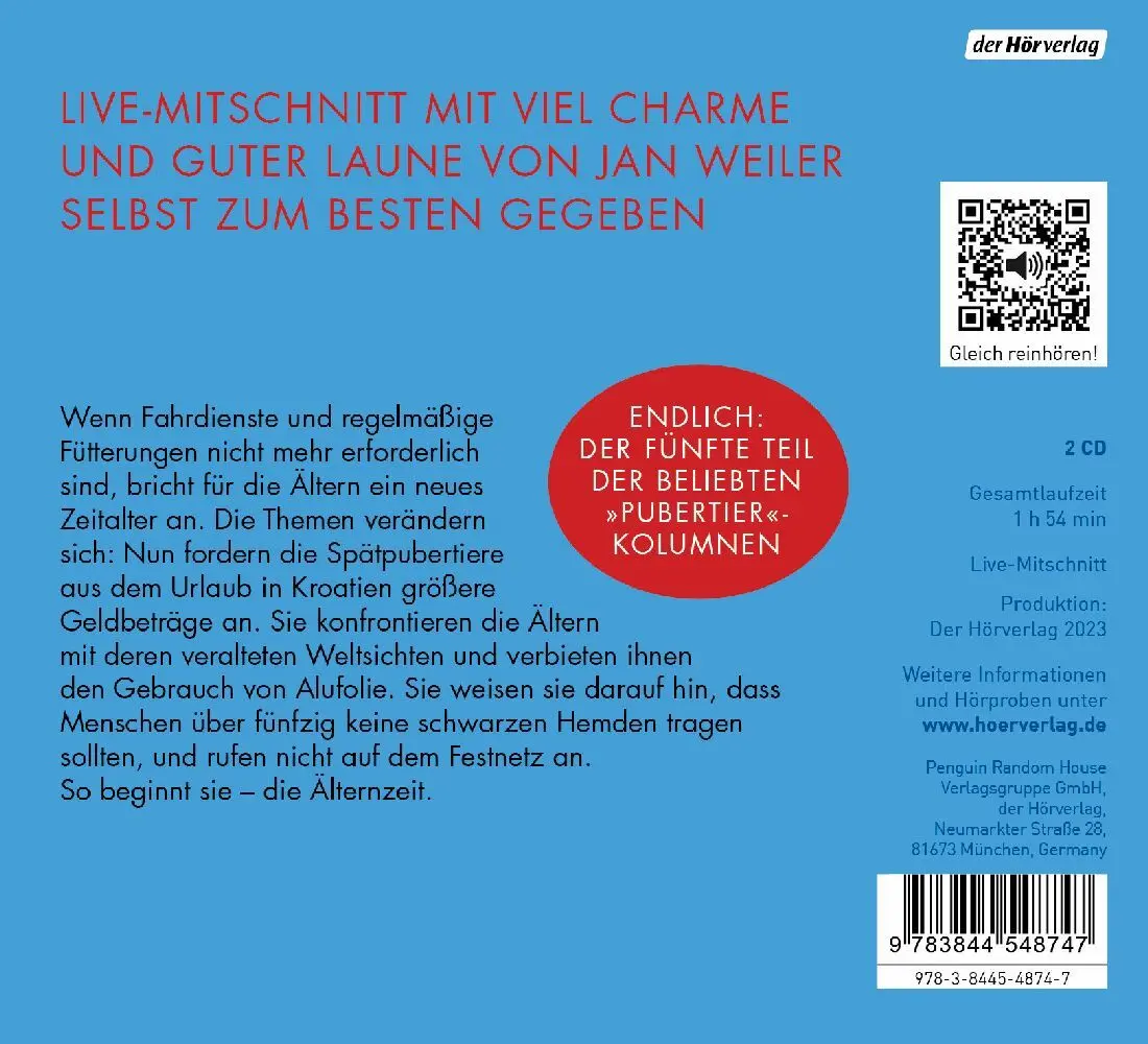 Bild: 9783844548747 | Älternzeit,2 Audio-CD | Jan Weiler | Audio-CD | 2 CDs | Deutsch | 2023