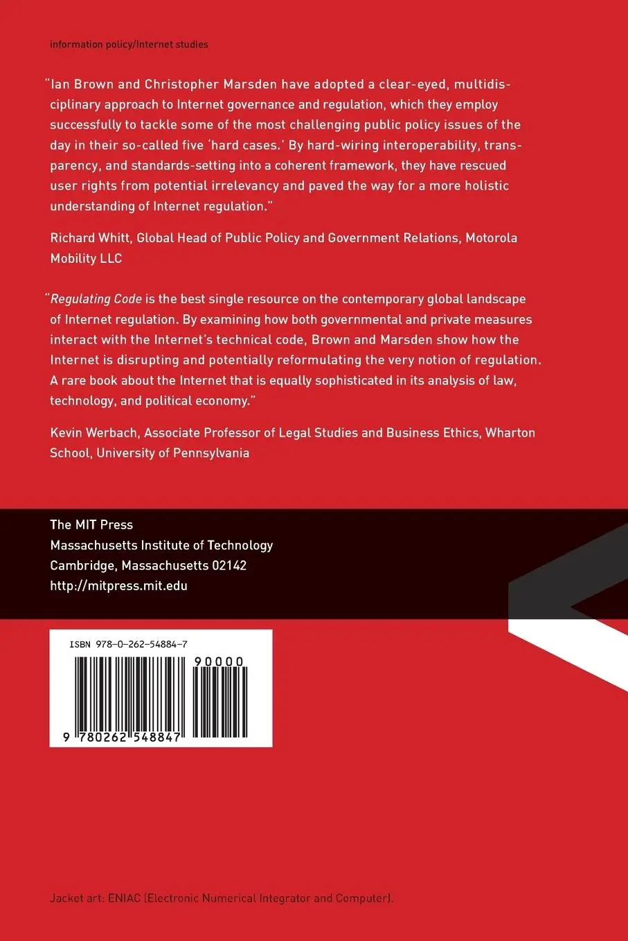 Rückseite: 9780262548847 | Regulating Code | Ian Brown (u. a.) | Taschenbuch | Englisch | 2023