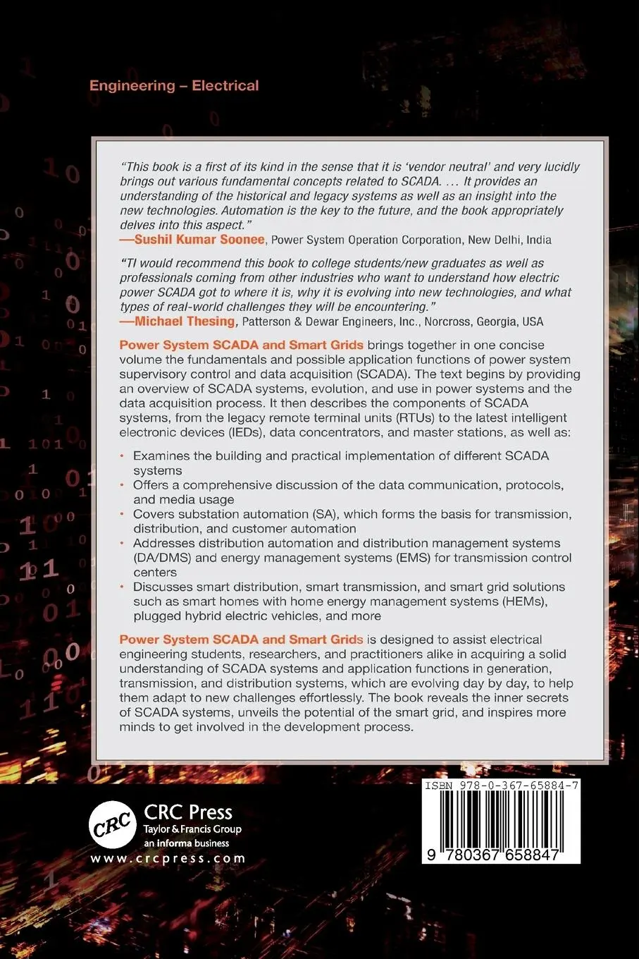 Rückseite: 9780367658847 | Power System SCADA and Smart Grids | Mini S. Thomas (u. a.) | Buch
