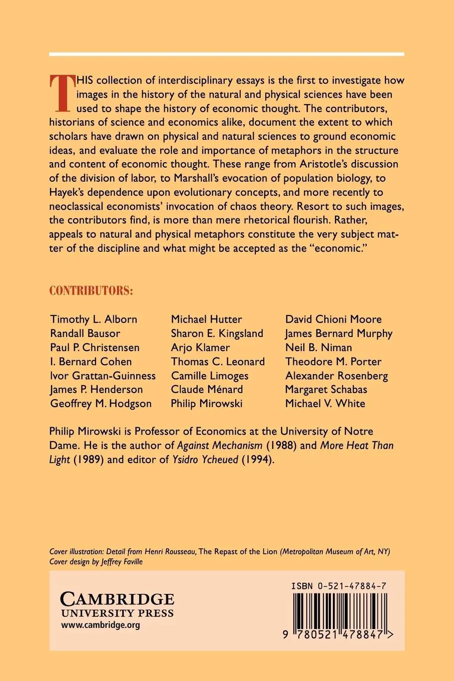 Rückseite: 9780521478847 | Natural Images in Economic Thought | Markets Read in Tooth and Claw