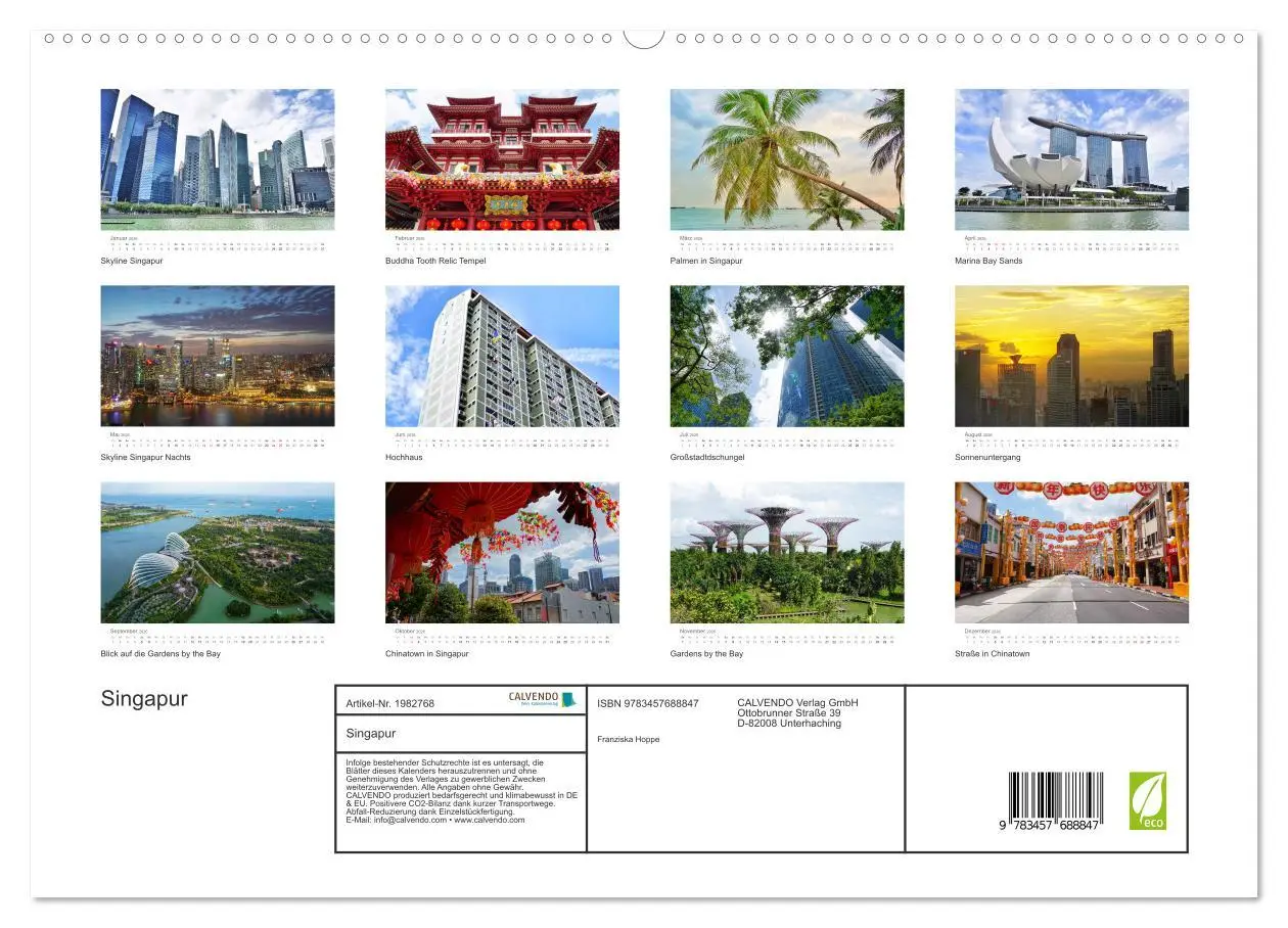 Bild: 9783457688847 | Singapur (hochwertiger Premium Wandkalender 2026 DIN A2 quer),...