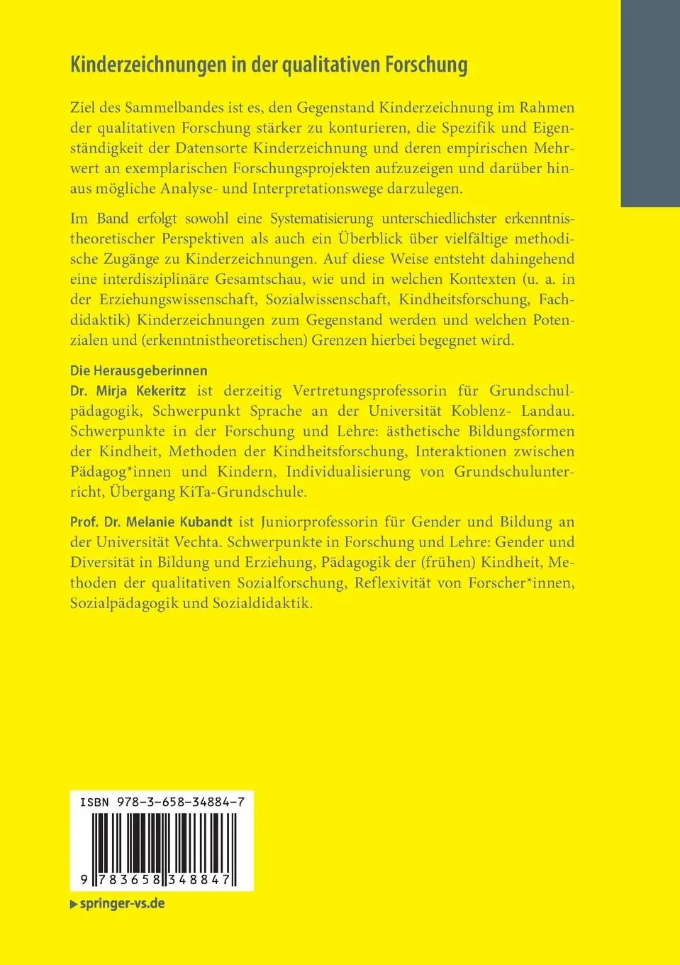 Rückseite: 9783658348847 | Kinderzeichnungen in der qualitativen Forschung | Kubandt (u. a.) | XV