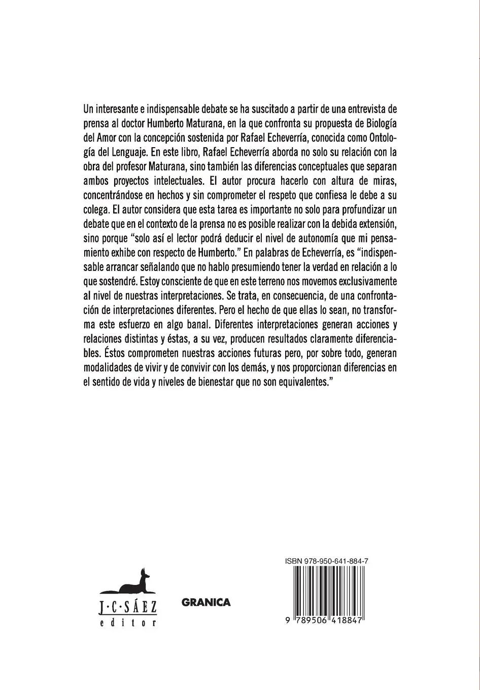 Rückseite: 9789506418847 | Ontología del lenguaje versus Biología del amor | Rafael Echeverría