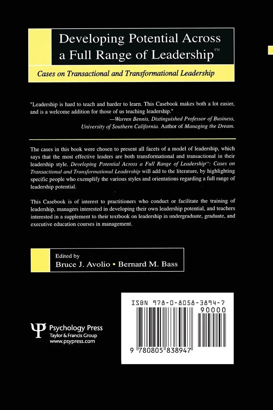 Rückseite: 9780805838947 | Developing Potential Across a Full Range of Leadership TM | Buch