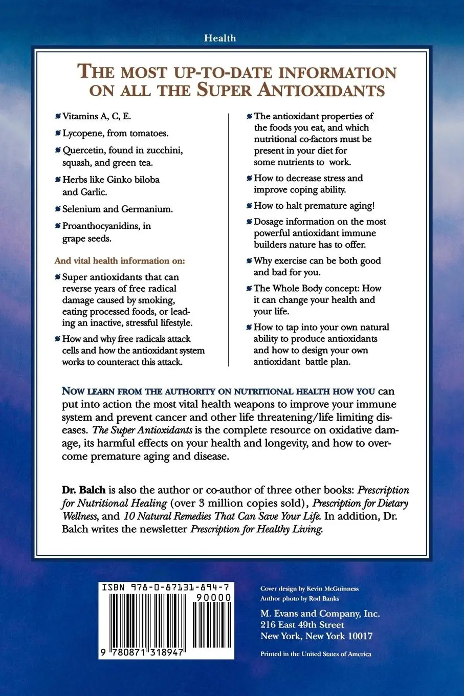 Rückseite: 9780871318947 | The Super Anti-Oxidants | James F. Balch | Taschenbuch | Englisch
