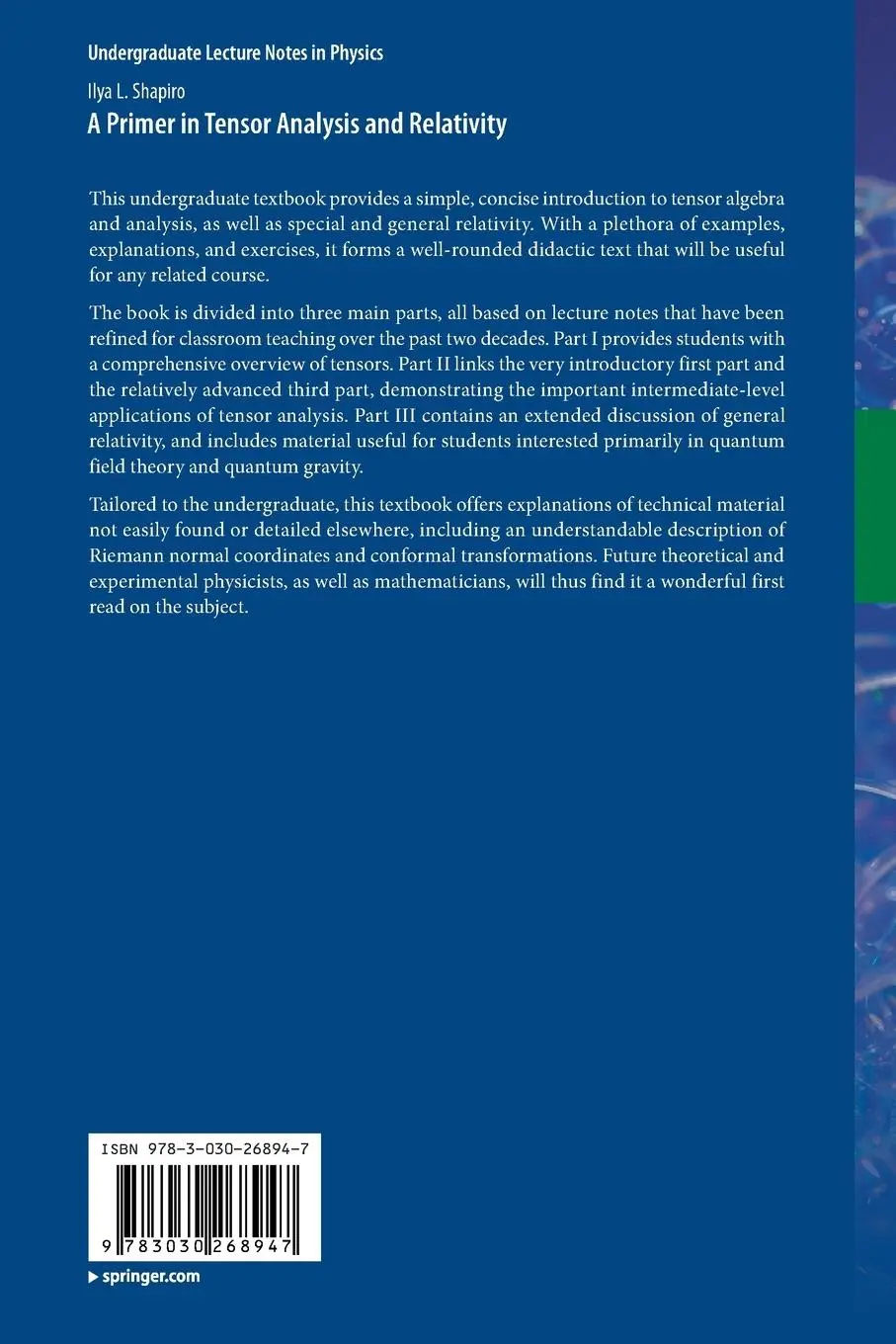 Rückseite: 9783030268947 | A Primer in Tensor Analysis and Relativity | Ilya L. Shapiro | Buch