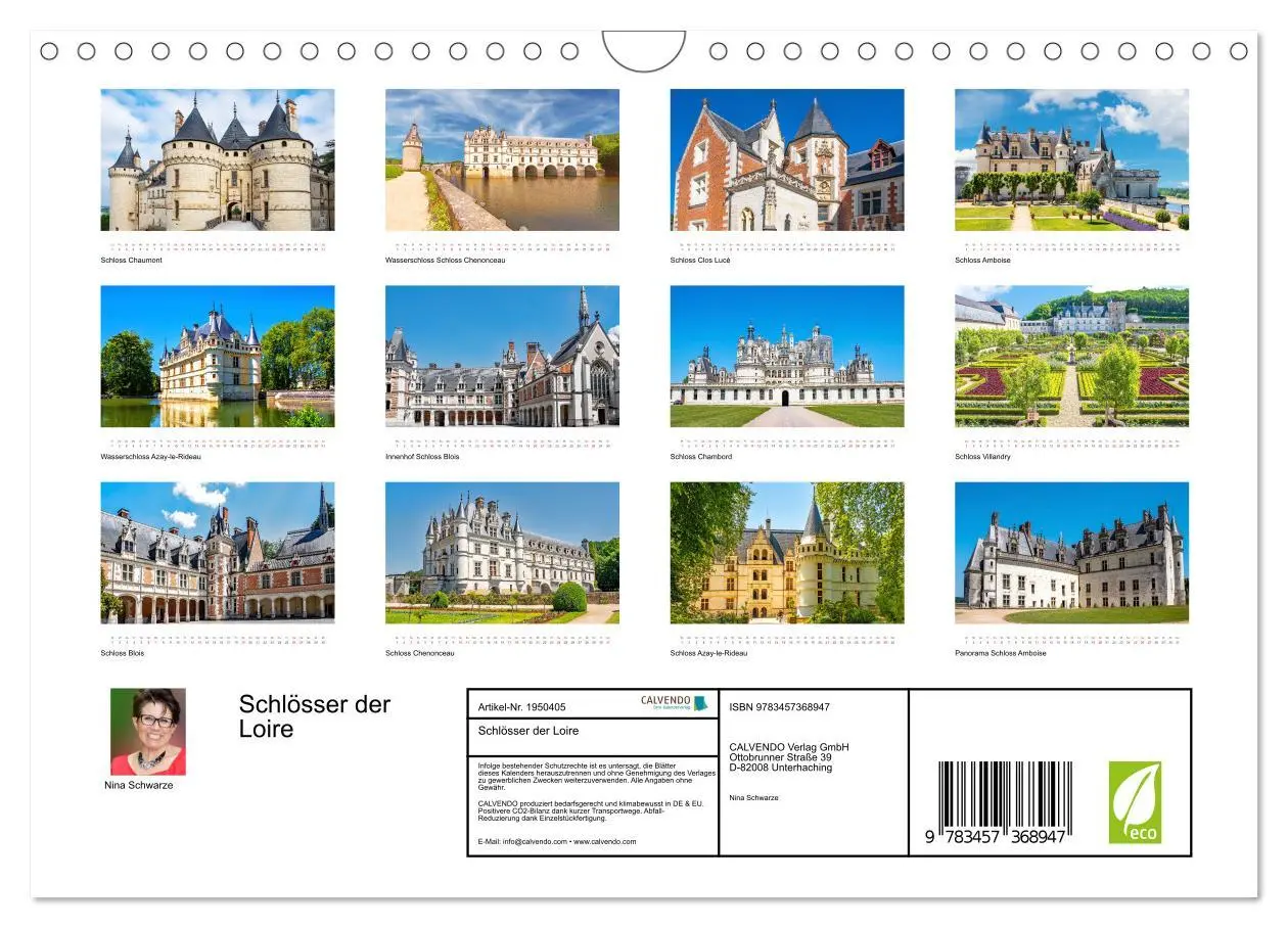 Bild: 9783457368947 | Schlösser der Loire (Wandkalender 2026 DIN A4 quer), CALVENDO...
