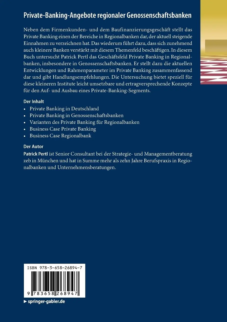 Rückseite: 9783658268947 | Private-Banking-Angebote regionaler Genossenschaftsbanken | Pertl | xv