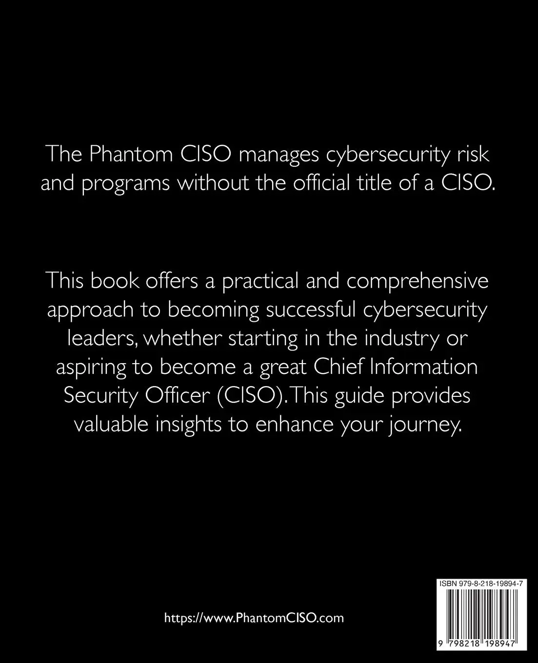 Rückseite: 9798218198947 | The Phantom CISO | Time to step out of the shadow | Khan (u. a.)