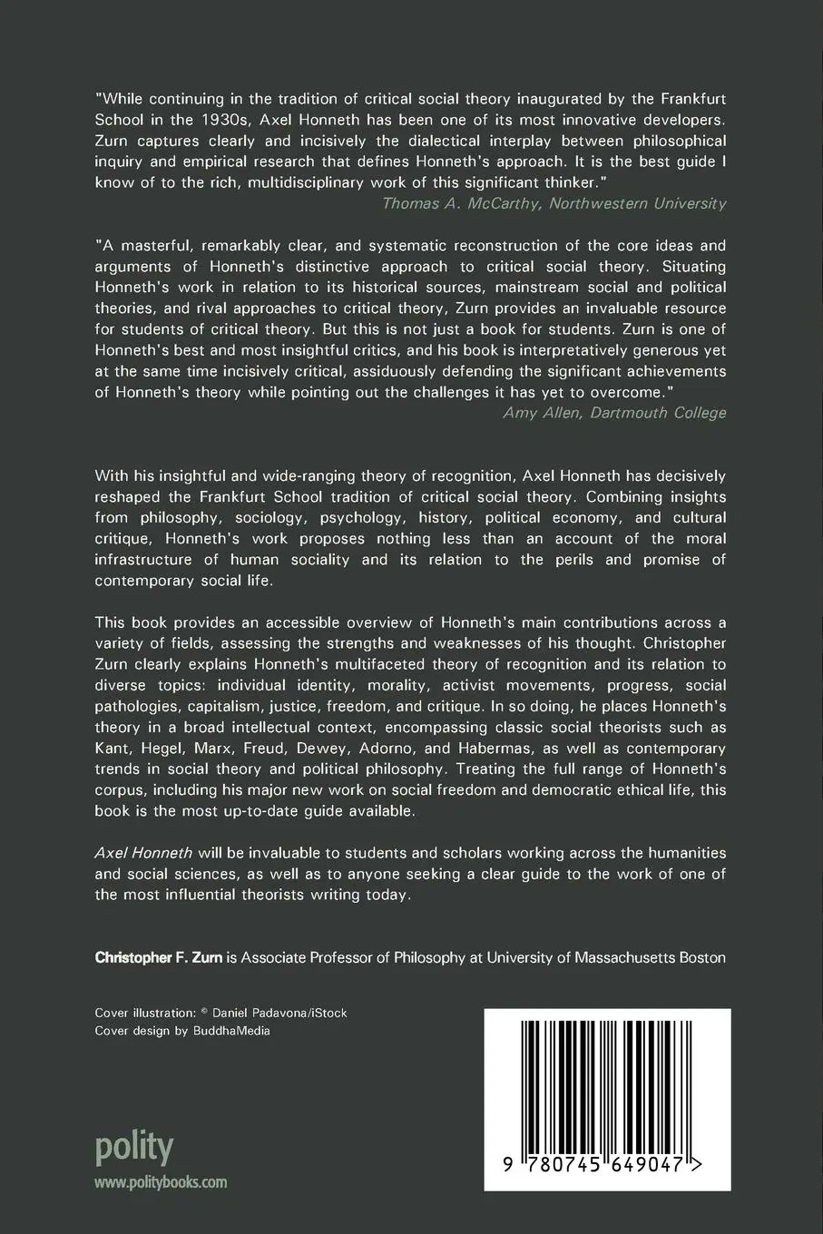 Rückseite: 9780745649047 | Axel Honneth | Christopher Zurn | Taschenbuch | 240 S. | Englisch