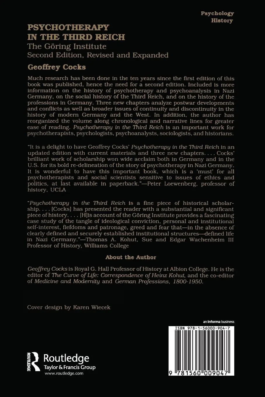 Rückseite: 9781560009047 | Psychotherapy in the Third Reich | Thomas Blomberg | Taschenbuch