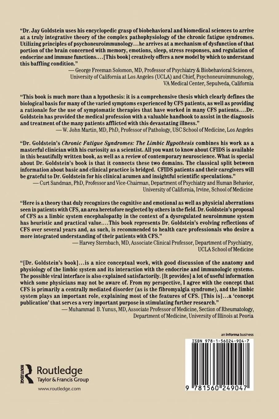 Rückseite: 9781560249047 | Chronic Fatigue Syndromes | The Limbic Hypothesis | Jay Goldstein