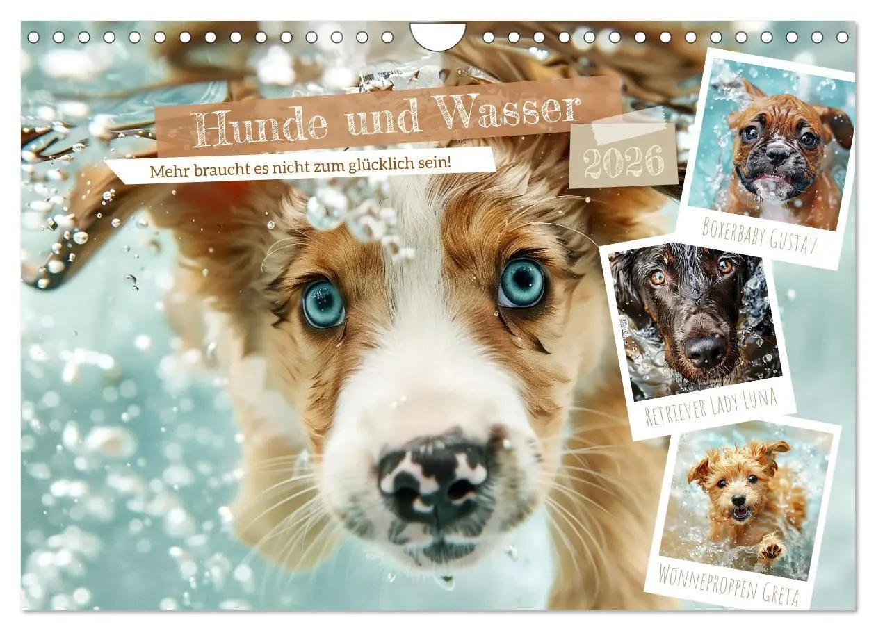 Cover: 9783457329047 | Hunde und Wasser (Wandkalender 2026 DIN A4 quer), CALVENDO...