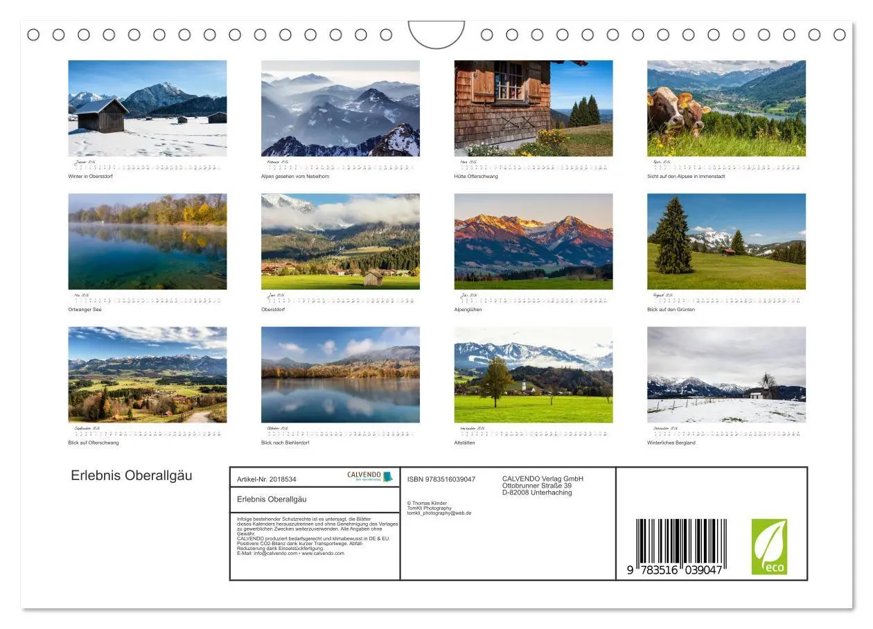 Bild: 9783516039047 | Erlebnis Oberallgäu (Wandkalender 2026 DIN A4 quer), CALVENDO...