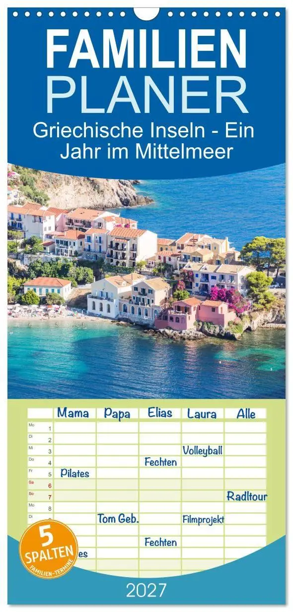 Cover: 9783594329047 | Familienplaner 2027 - Griechische Inseln - Ein Jahr im Mittelmeer...