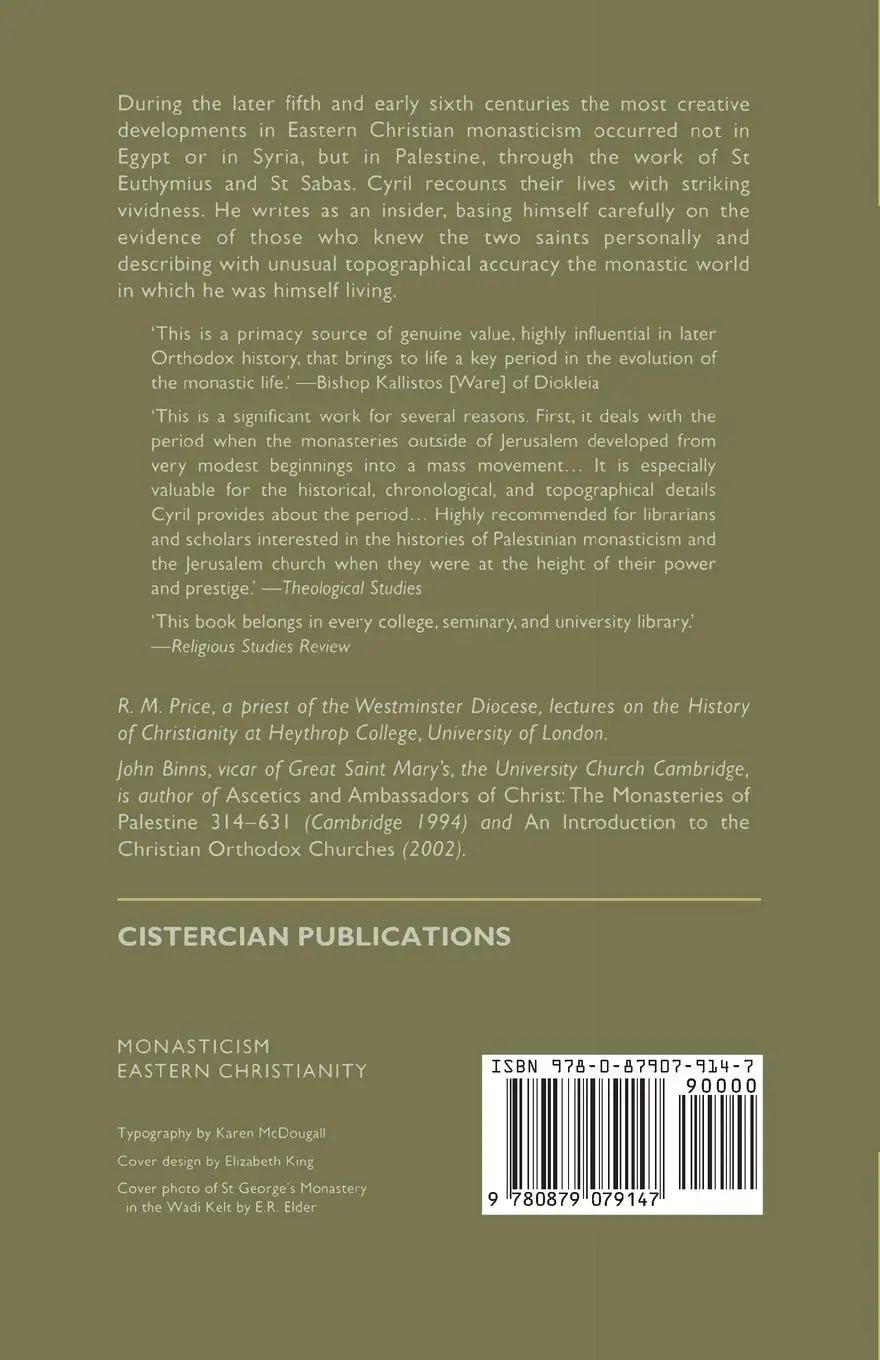 Rückseite: 9780879079147 | Cyril of Scythopolis | The Lives of the Monks of Palestine | Buch