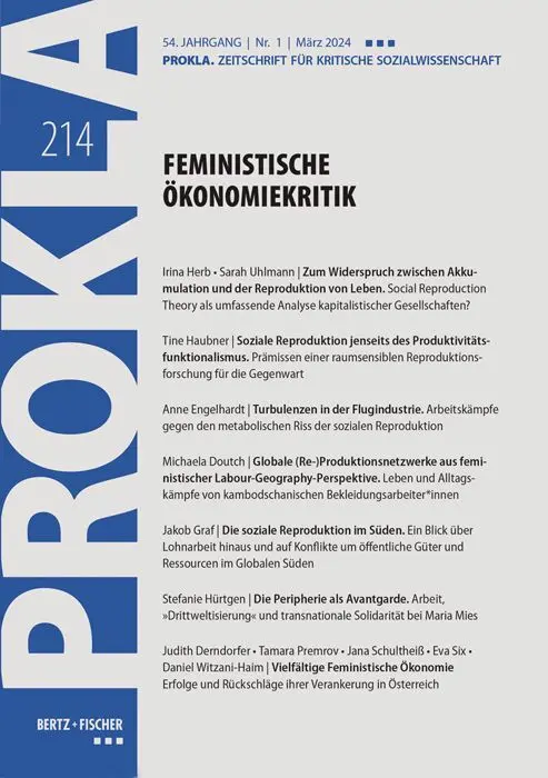 Cover: 9783865059147 | Feministische Ökonomiekritik | PROKLA 214 / 54. Jg., Heft 1, März 2024