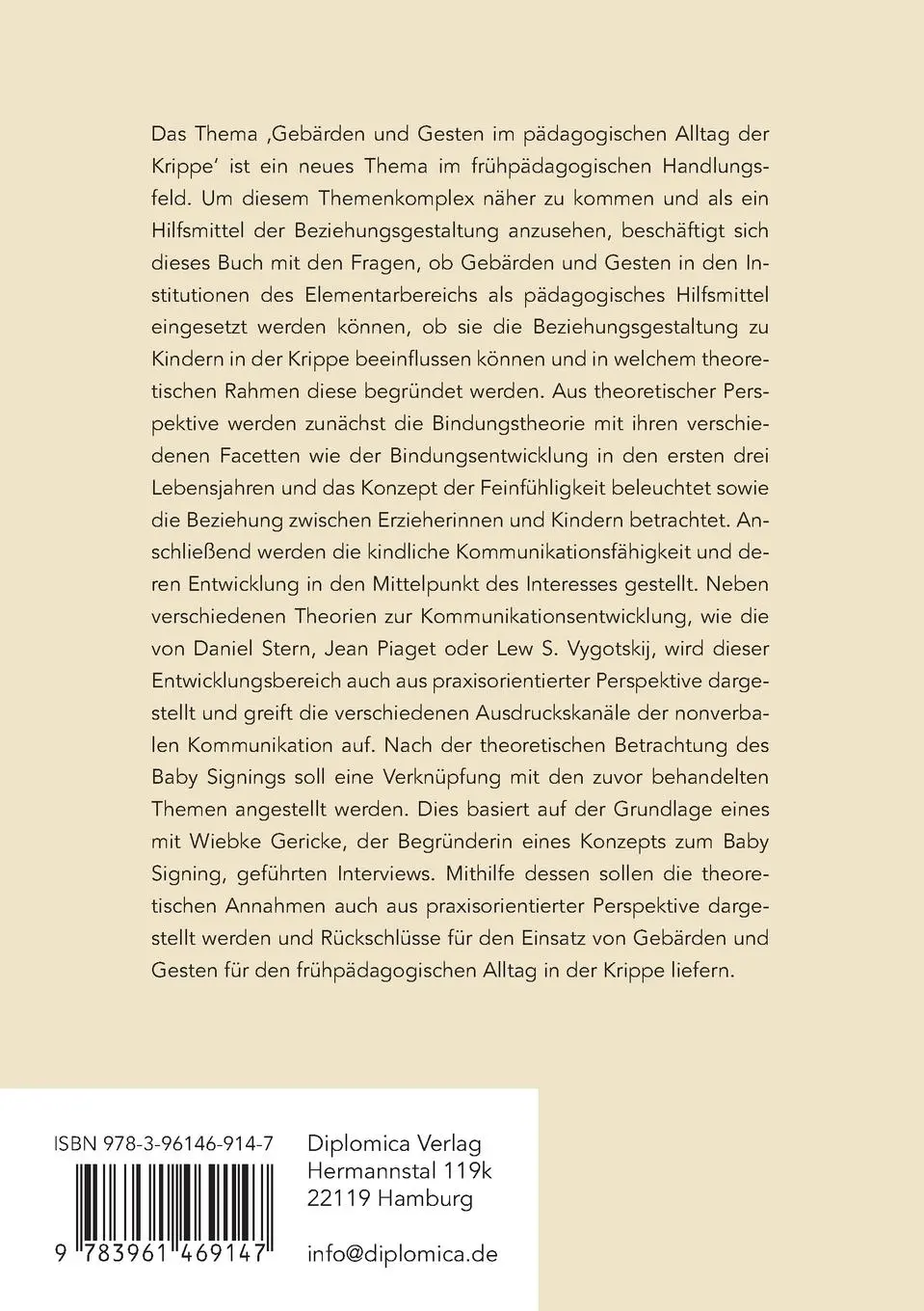 Rückseite: 9783961469147 | Die Beziehung zu Kindern in der Krippe gestalten. Gebärden und...