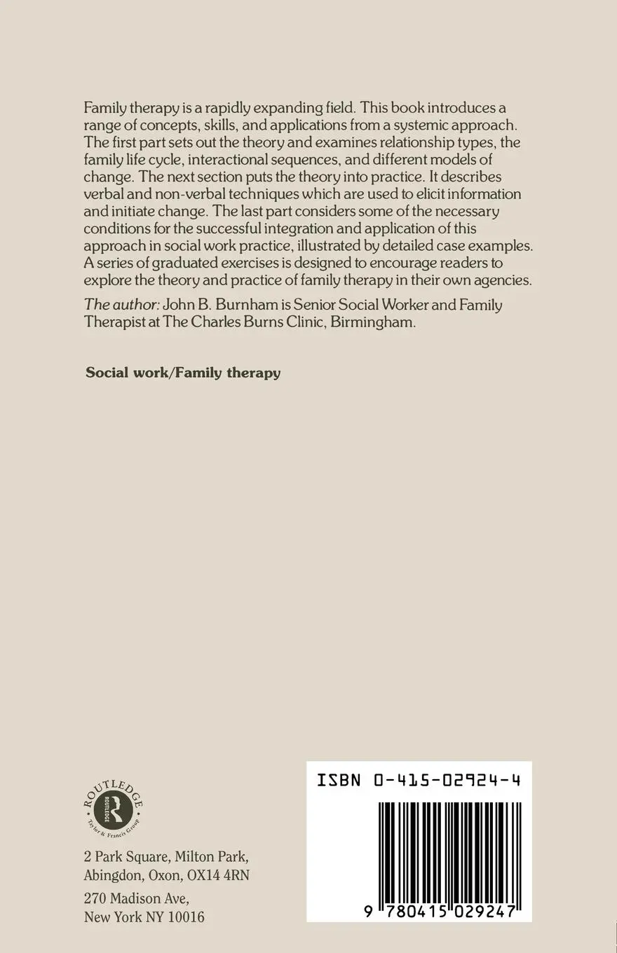 Rückseite: 9780415029247 | Family Therapy | First Steps Towards a Systemic Approach | Burnham