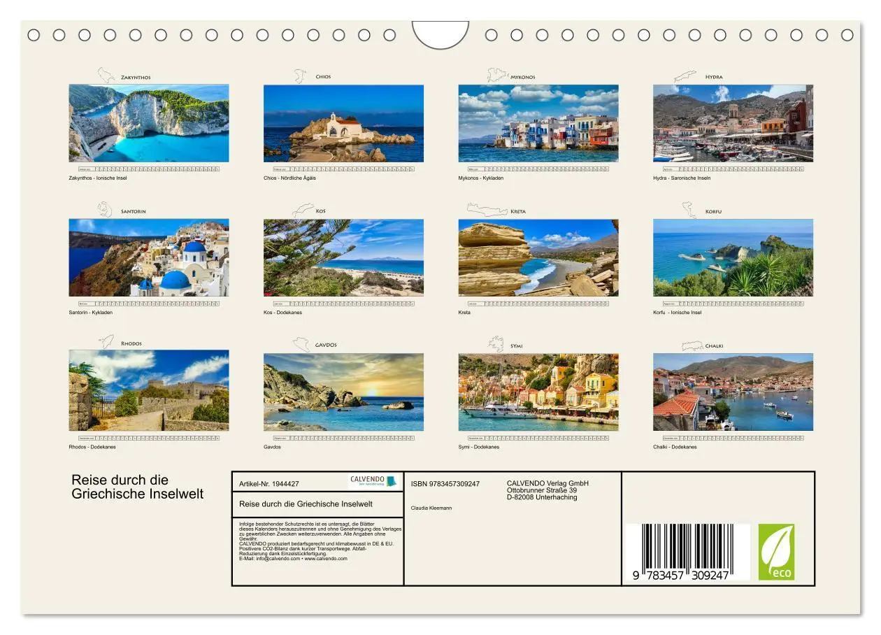 Bild: 9783457309247 | Reise durch die Griechische Inselwelt (Wandkalender 2026 DIN A4...