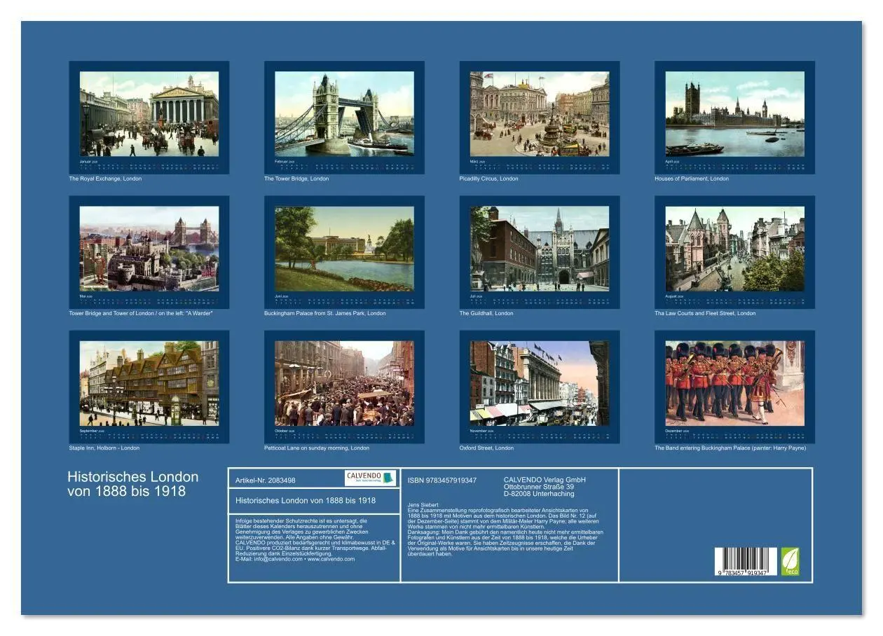 Bild: 9783457919347 | Historisches London von 1888 bis 1918 (Wandkalender 2026 DIN A2...