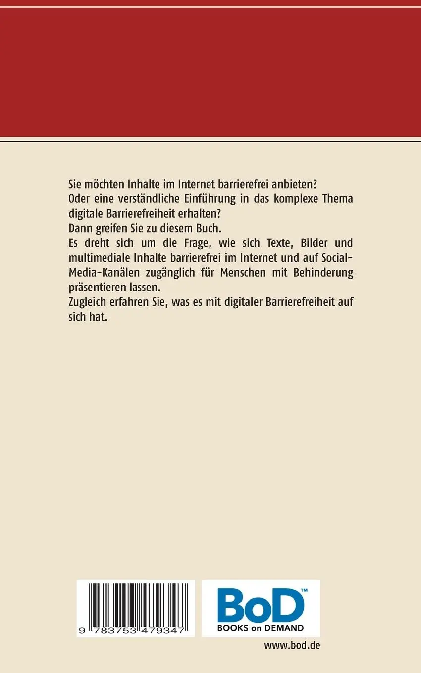 Rückseite: 9783753479347 | Barrierefreiheit im Internet | Ein Handbuch für Redakteure | Oliveira