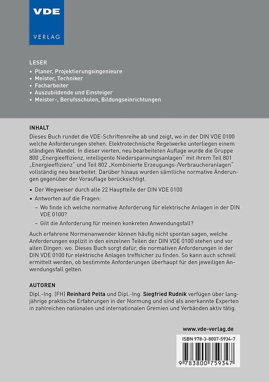 Rückseite: 9783800759347 | Der Lotse durch die DIN VDE 0100 | Siegfried Rudnik (u. a.) | Buch