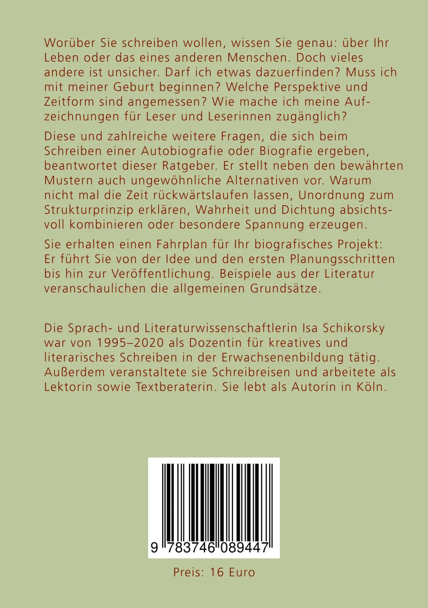 Rückseite: 9783746089447 | Erinnern, Strukturieren, Schreiben | Isa Schikorsky | Taschenbuch