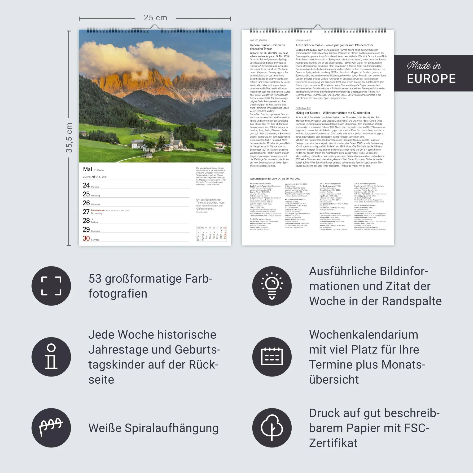Bild: 9783840039447 | Südtirol Wochenplaner 2027 - Eine Reise in 53 Bildern | Ulrike Issel