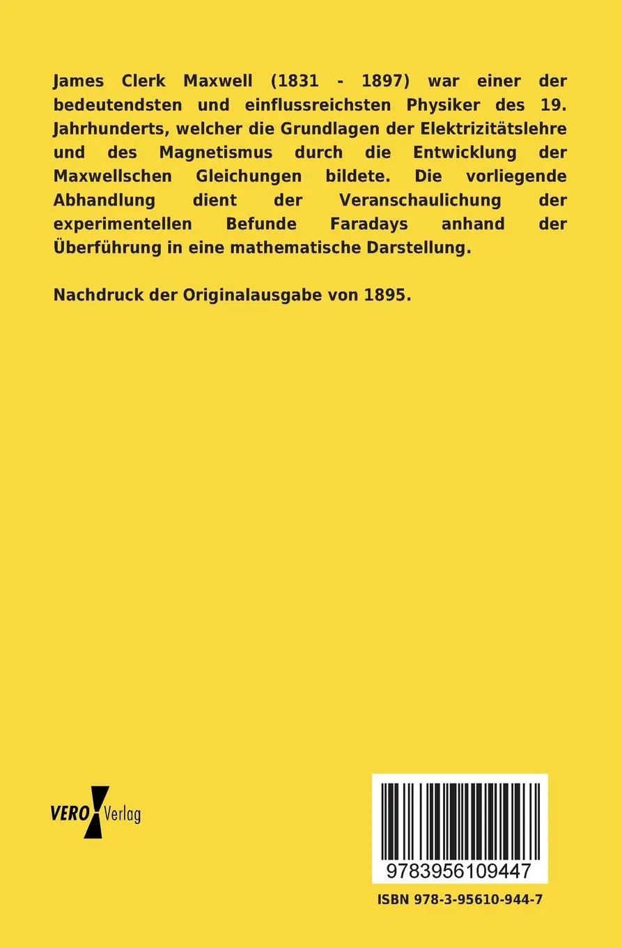 Rückseite: 9783956109447 | Über Faradays Kraftlinien | James Clerk Maxwell (u. a.) | Taschenbuch