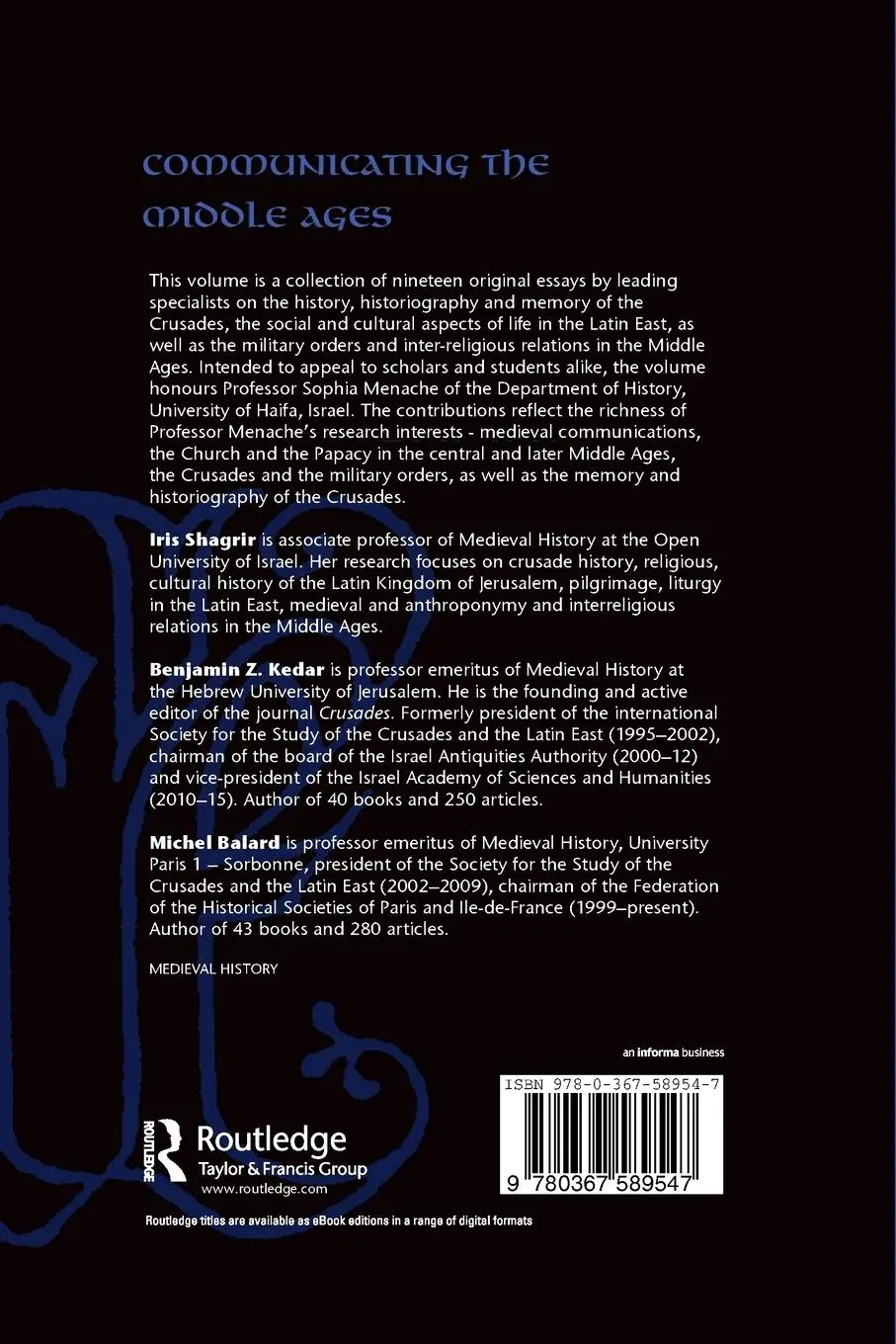 Rückseite: 9780367589547 | Communicating the Middle Ages | Essays in Honour of Sophia Menache