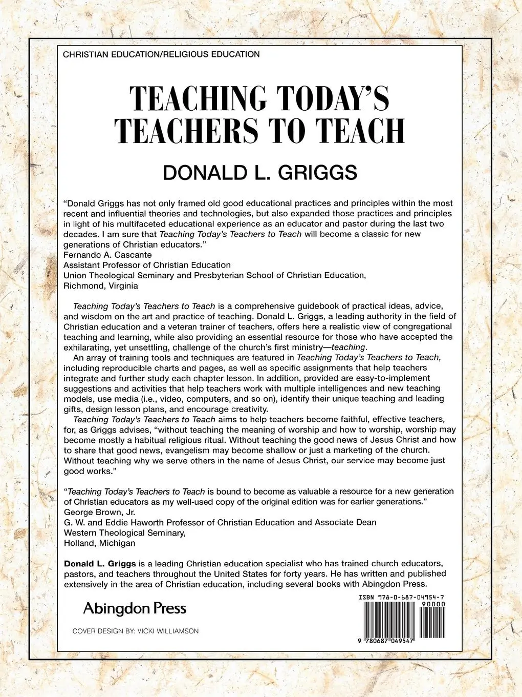 Rückseite: 9780687049547 | Teaching Today's Teachers to Teach | Donald L. Griggs | Taschenbuch