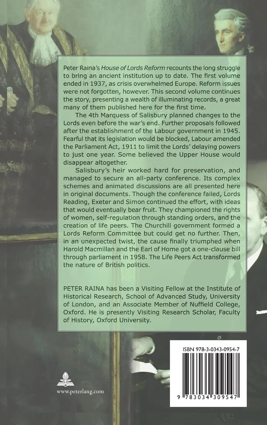 Rückseite: 9783034309547 | House of Lords Reform: A History | Peter Raina | Buch | Gebunden