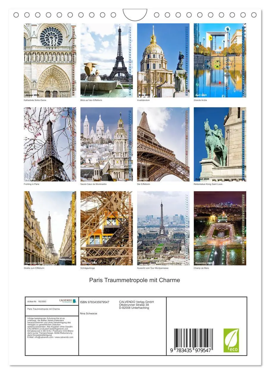 Bild: 9783435979547 | Paris Traummetropole mit Charme (Wandkalender 2025 DIN A4 hoch),...