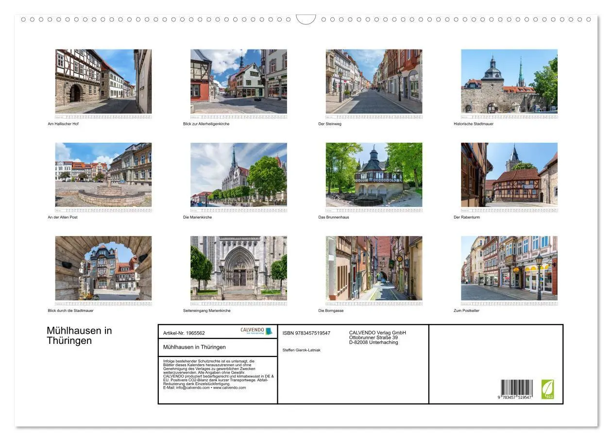 Bild: 9783457519547 | Mühlhausen in Thüringen (Wandkalender 2026 DIN A2 quer), CALVENDO...