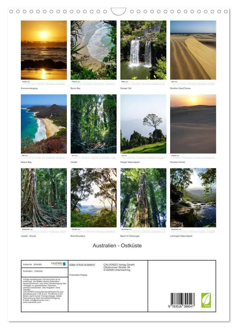 Bild: 9783516399547 | Australien - Ostküste (Wandkalender 2026 DIN A3 hoch), CALVENDO...