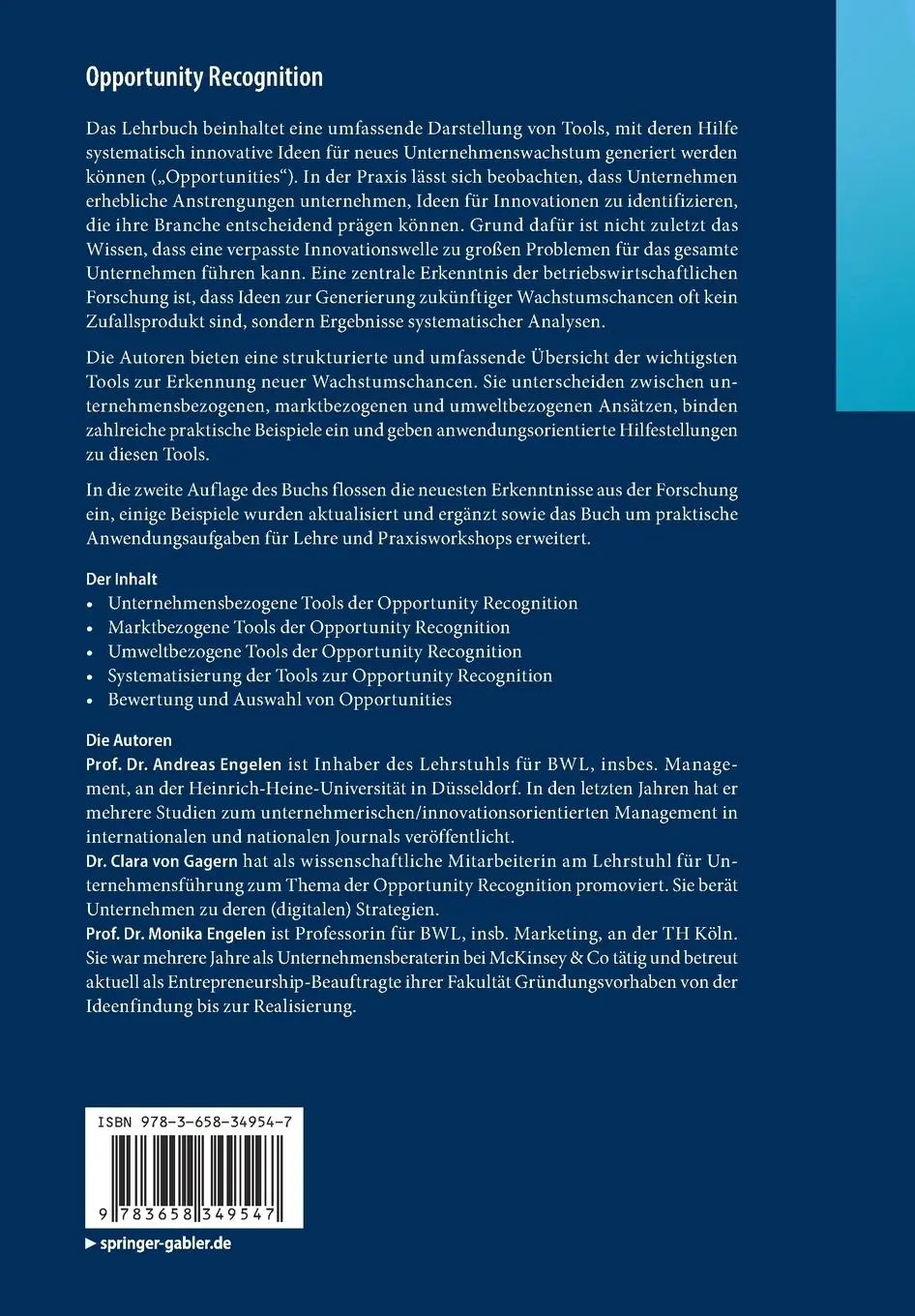 Rückseite: 9783658349547 | Opportunity Recognition | 15 Ansätze für mehr Unternehmenswachstum