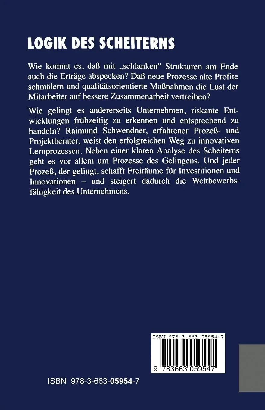 Rückseite: 9783663059547 | Logik des Scheiterns | Raimund Schwendner | Taschenbuch | 224 S.