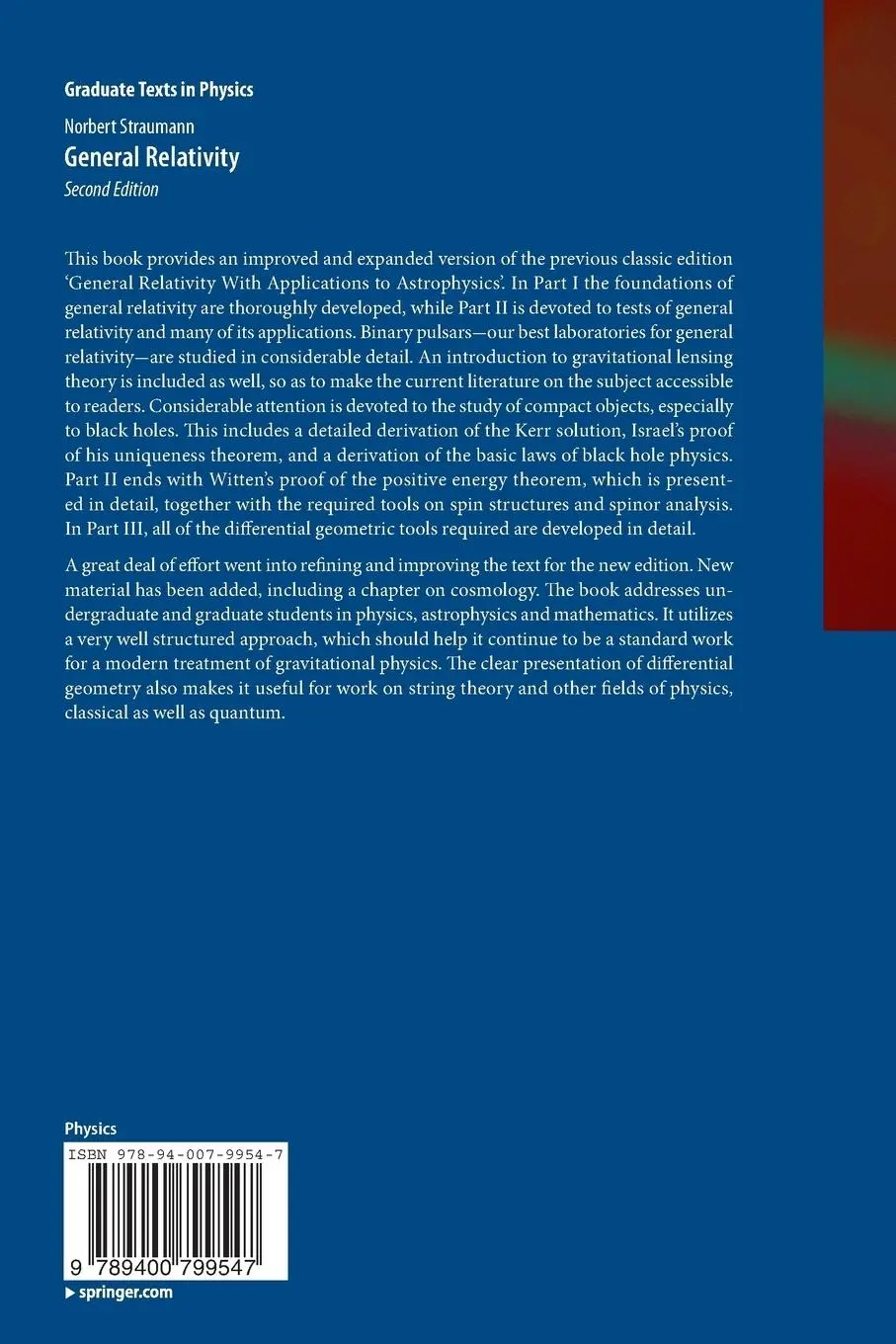 Rückseite: 9789400799547 | General Relativity | Norbert Straumann | Taschenbuch | xx | Englisch