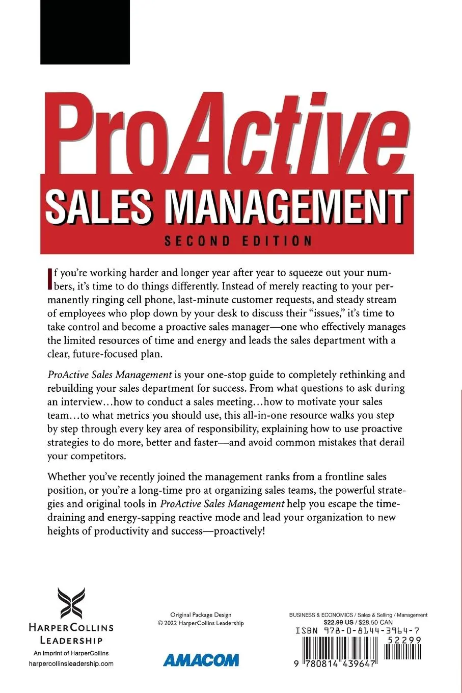 Rückseite: 9780814439647 | ProActive Sales Management | William Miller | Taschenbuch | Englisch